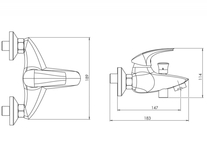 Baterie pentru cada Ferro, Metalia 57, cu montaj pe perete, crom 